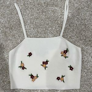 Floral Sweater-Knit Cropped Cami (Medium) NEW